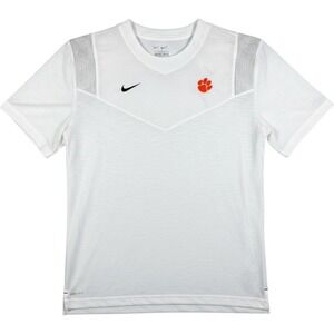 Nike Clemson Tigers T-Shirt Mens Large White Dri-FIT On-Field V-Neck Performance